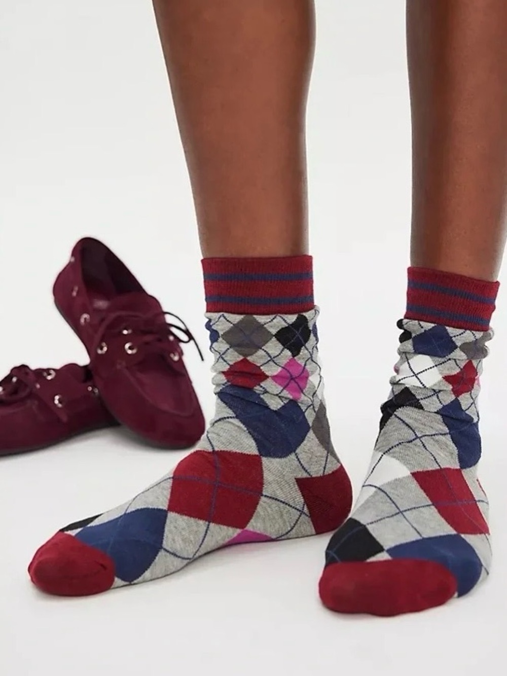 NWT FREE PEOPLE Argyle Socks | Grey Combo MSRP $14